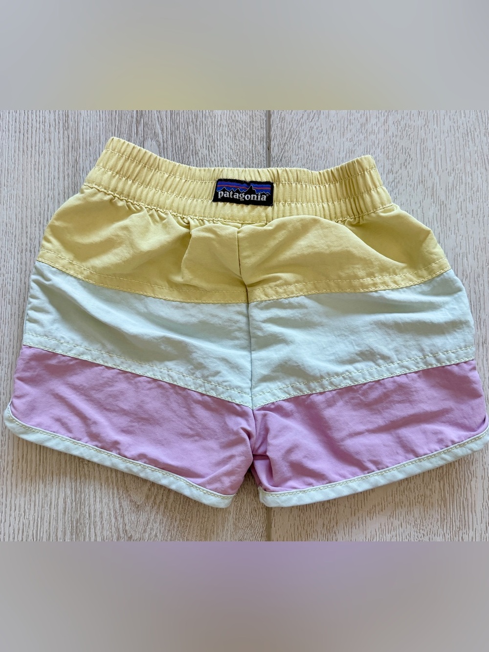Patagonia Toddler Girls 2T Colorblock Swim Shorts Board Shorts Pink Yellow